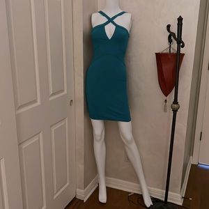 Bebe teal green mini dress